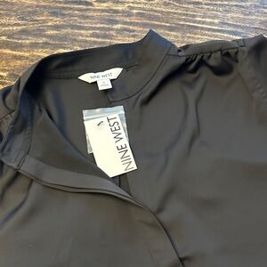 NWT Nine West Black Satin Blouse